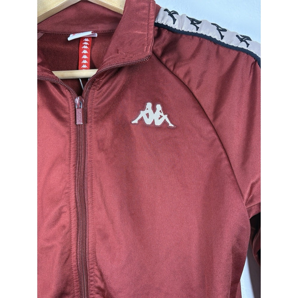 Vtg Kappa Track Jacket Y2K Blokecore Burgundy 12Y‎ Euro Soccer Logo Tape Zip Up - Picture 4 of 10